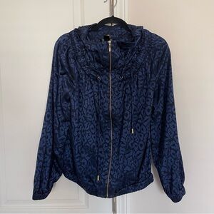 ST. JOHN Blue Leopard Print Hooded Jacket